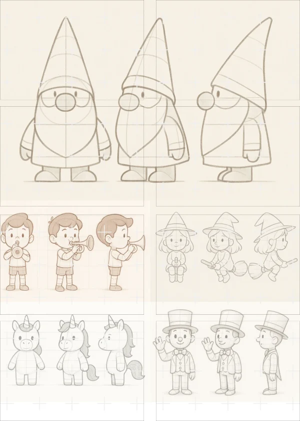 Character sketches for storytelling
