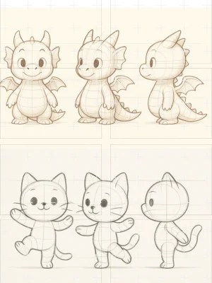 Simple cartoon character drawing