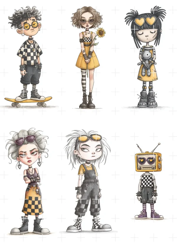cute emo kid clipart midjourney prompt