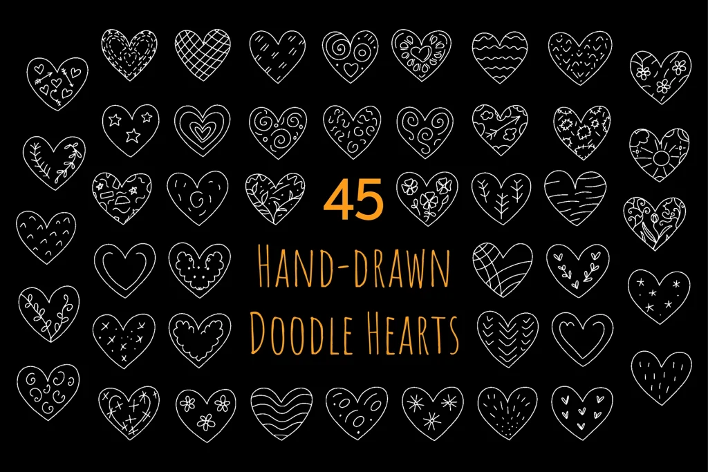 45 original doodle hearts for your creative projects 45 original doodle hearts for your creative projects
