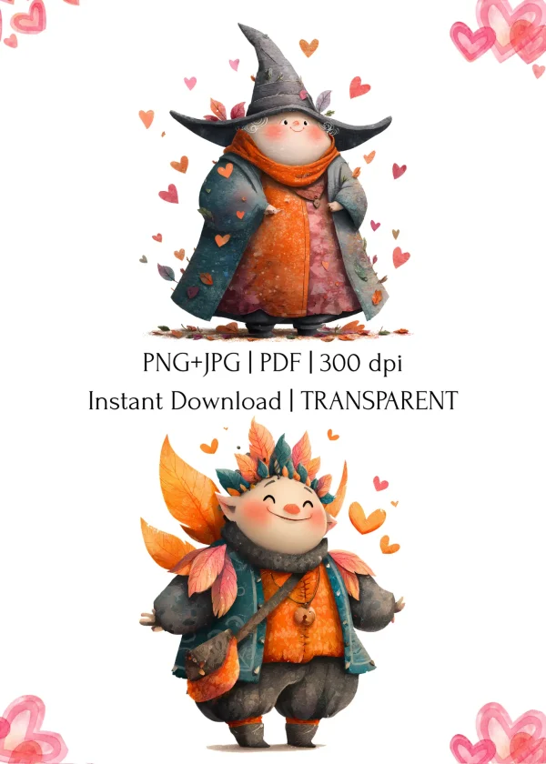 Cute Halloween Characters Clipart PNG Transparent - Image 2