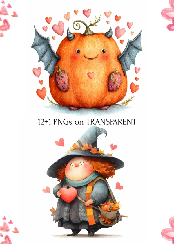 Cute Halloween Characters Clipart PNG Transparent - Image 4
