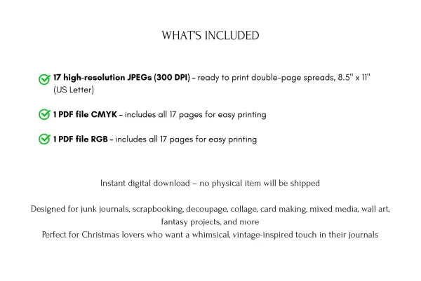17 Dark Christmas Junk Journal Kit, Printable Pages Digital Download - Image 9