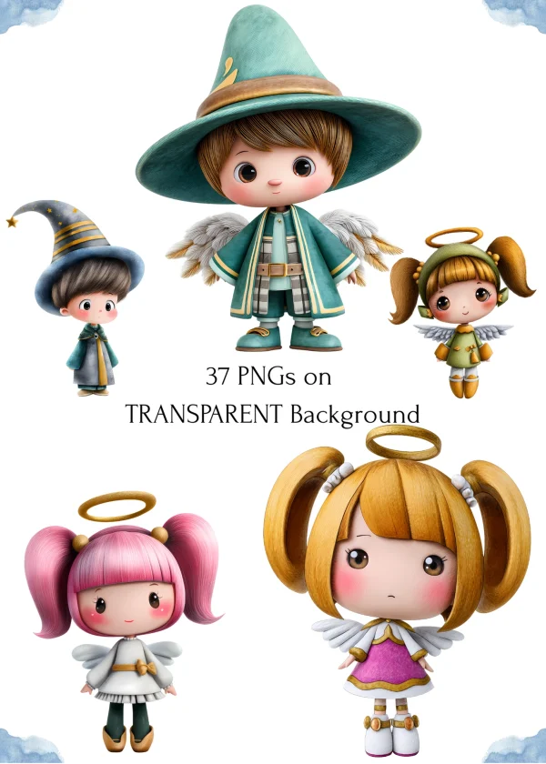 Angel clipart set for scrapbooking