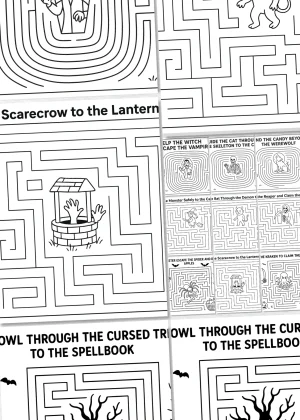 50 Halloween Maze Coloring Pages for Kids and Adults