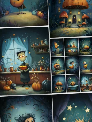 Midjourney Prompts for Quirky Fairytale Halloween Illustrations PDF Guide