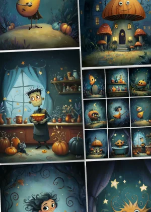 Midjourney Prompts for Quirky Fairytale Halloween Illustrations PDF Guide
