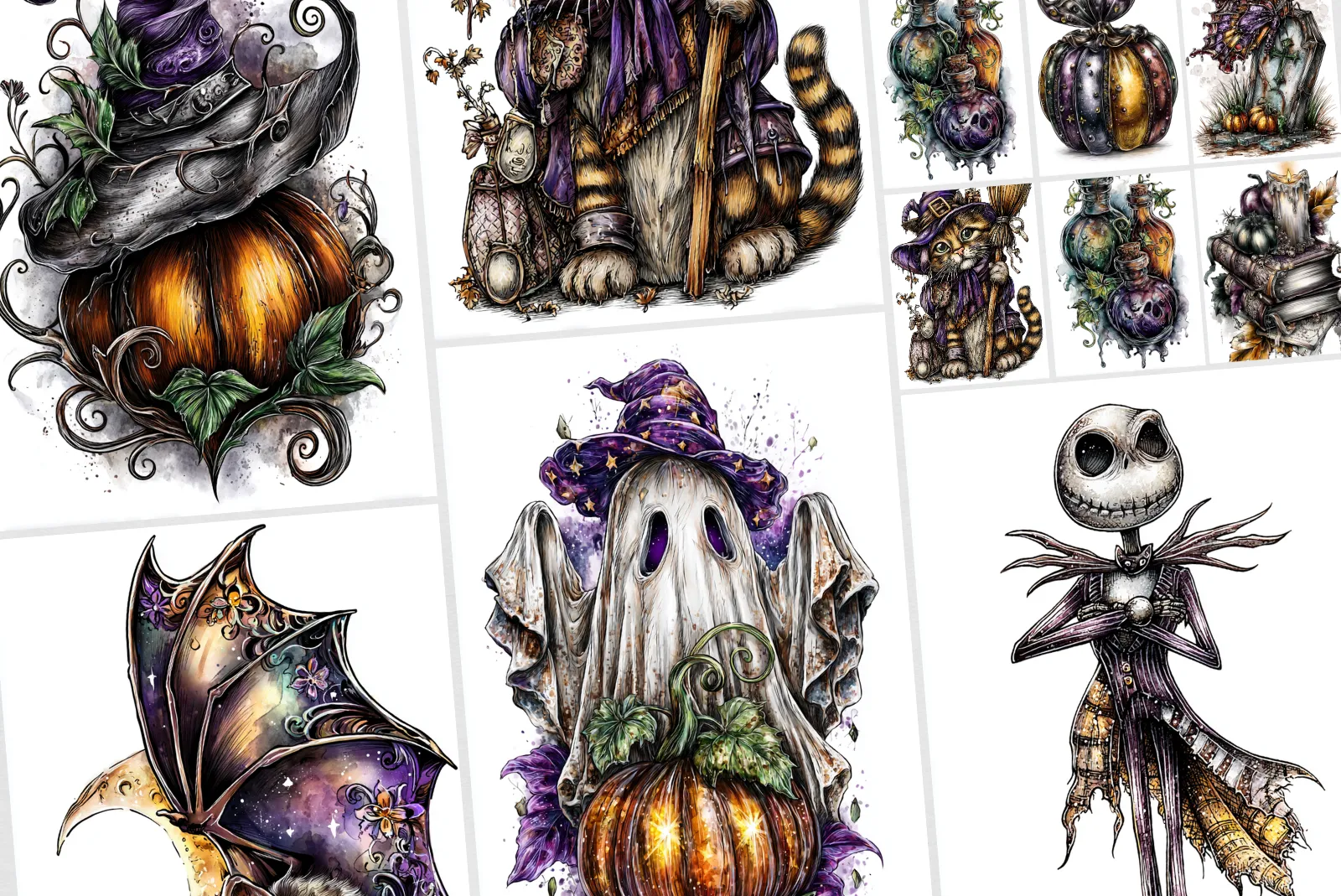 Spooky Watercolor Pencil Sketches