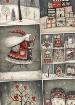 Vintage Winter Monochrome Journal Pages
