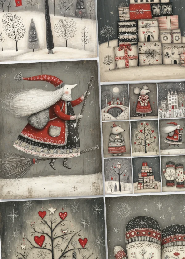Vintage Winter Monochrome Journal Pages