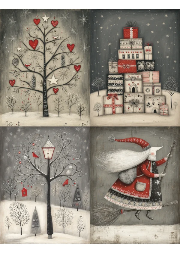 Vintage Winter Monochrome Journal Pages