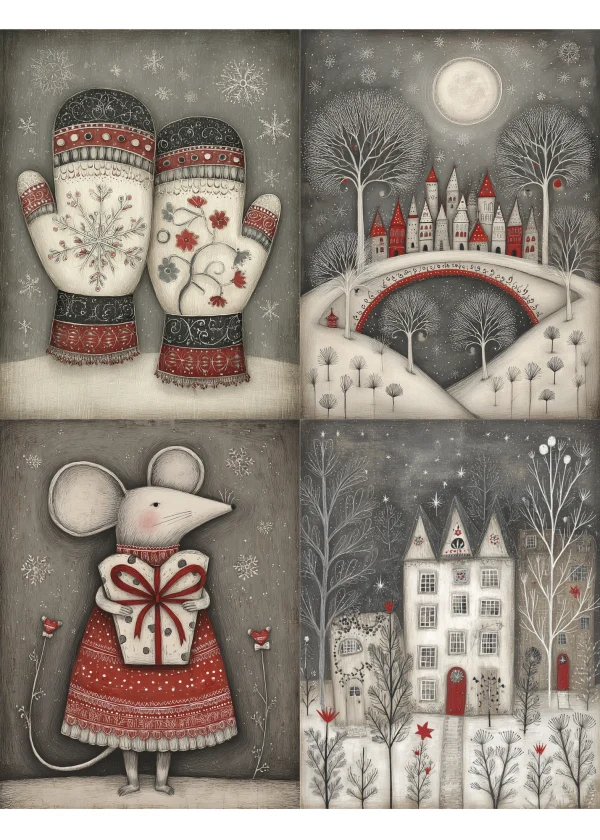 Vintage Winter Monochrome Journal Pages