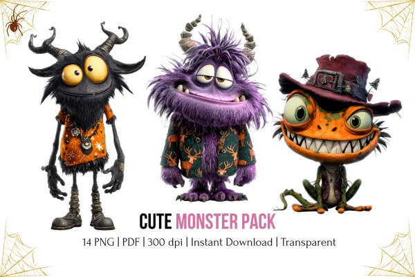 Funny Monsters Pack Clipart PNG
