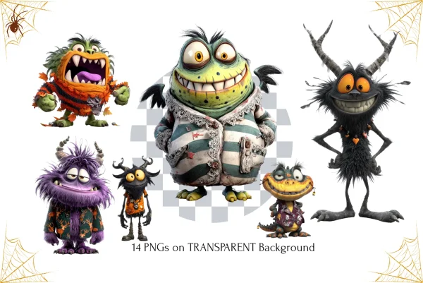 Funny Monsters Pack Clipart PNG