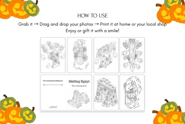 Mini Coloring Book Canva Template and Halloween Coloring Pages - Image 5