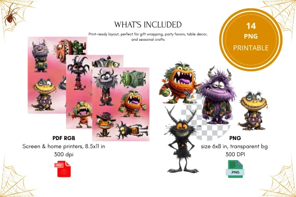 Funny Monsters Pack Clipart PNG