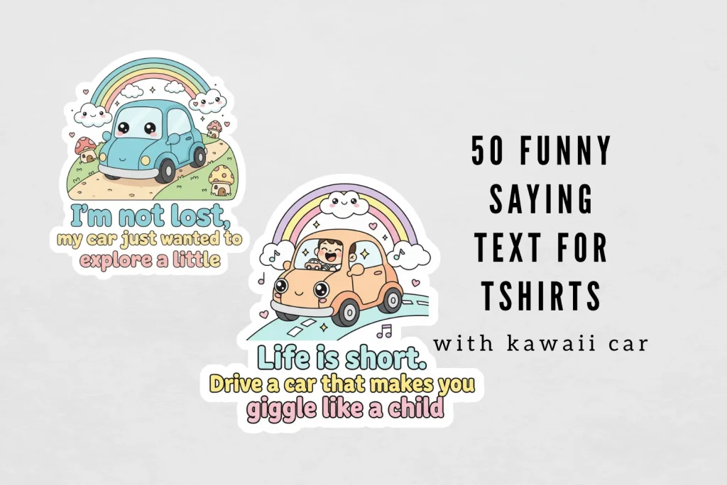 Free PDF: 50 Funny Sayings for Kawaii Cars + Prompt Template for Stickers & Prints!