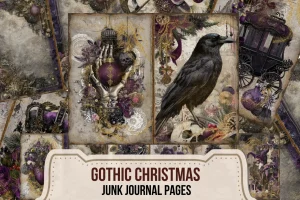 Gothic Christmas Junk Journal Pages Printable 1