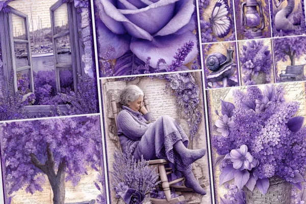 Lavender Junk Journal Pages