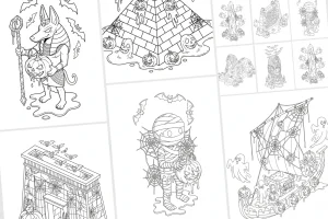 Melting Egypt Halloween Coloring Pages for Adults