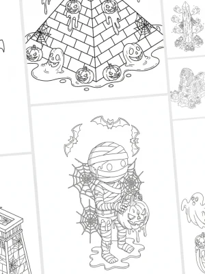 Melting Egypt Halloween Coloring Pages for Adults
