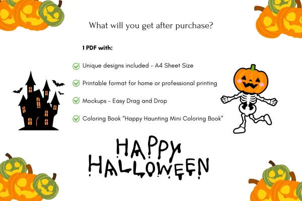 Mini Coloring Book Canva Template and Happy Haunting Coloring Pages for Etsy - Image 6