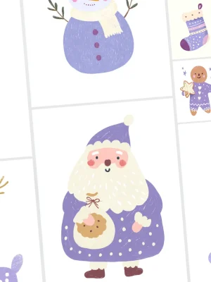 Pastel Monochrome Christmas Clipart