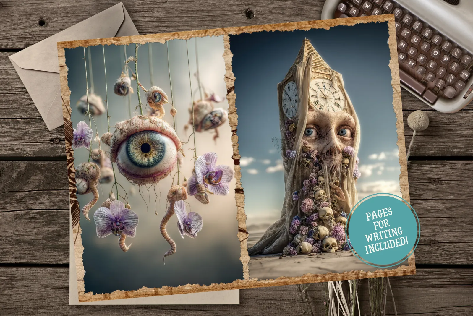 Psychedelic Wonderland Junk Journal Half Pages with Canva Template