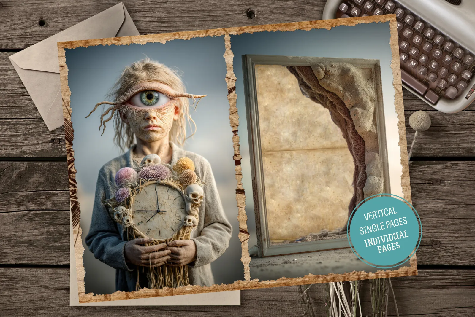 Psychedelic Wonderland Junk Journal Half Pages with Canva Template