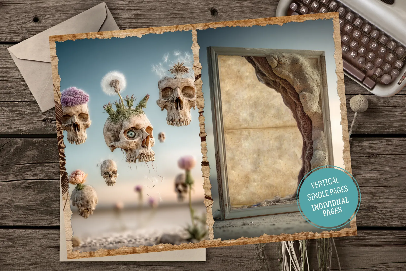 Psychedelic Wonderland Junk Journal Half Pages with Canva Template