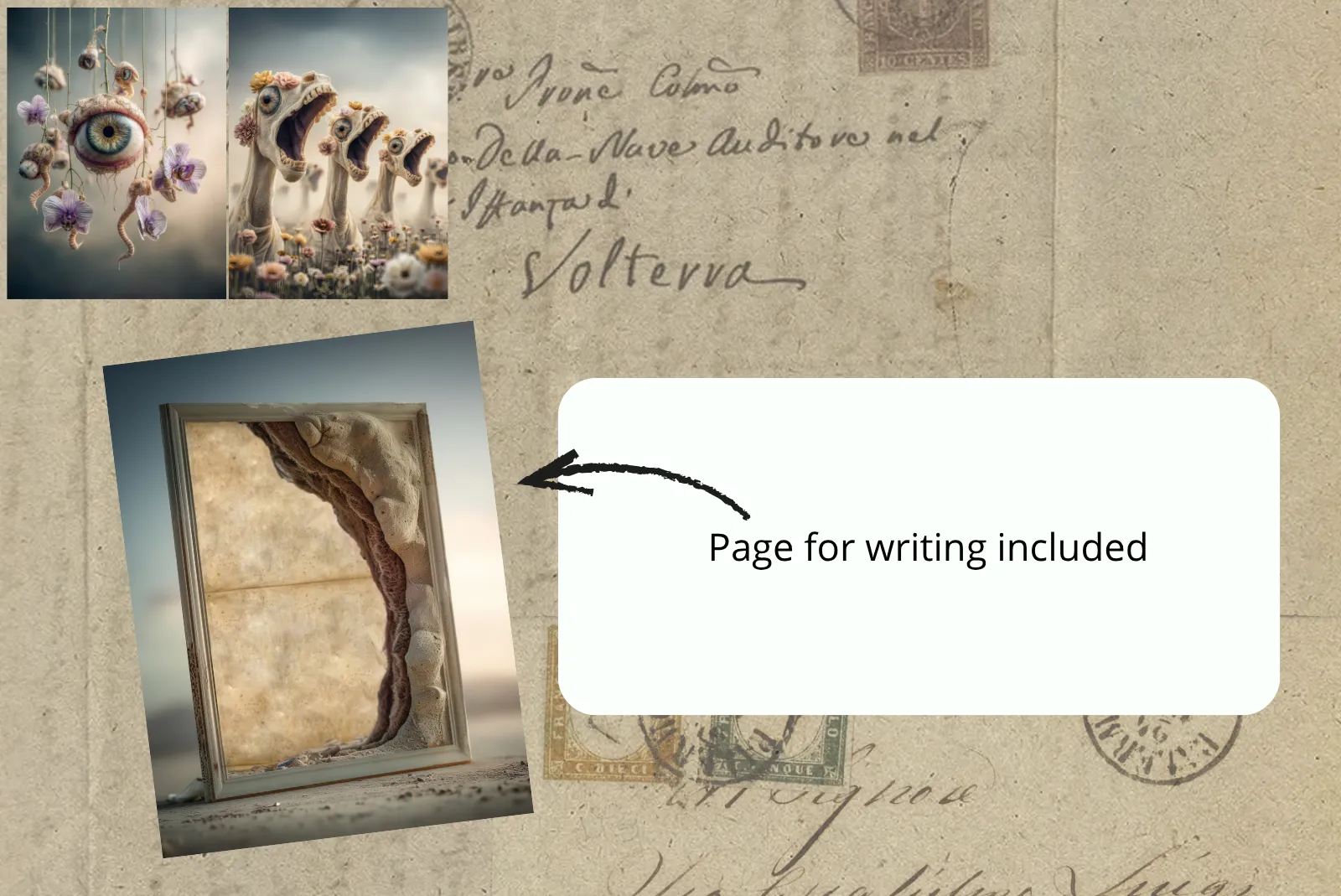 Psychedelic Wonderland Junk Journal Half Pages with Canva Template