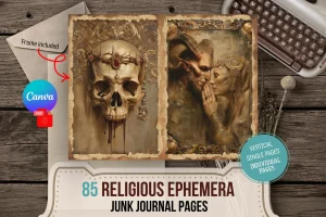 Religious Junk Journal Kit Baroque Spiritual Ephemera Digital Download Printable Kit
