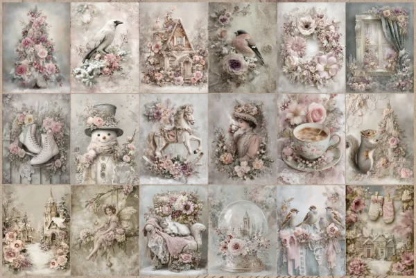 Vintage Printables Christmas Shabby Pink