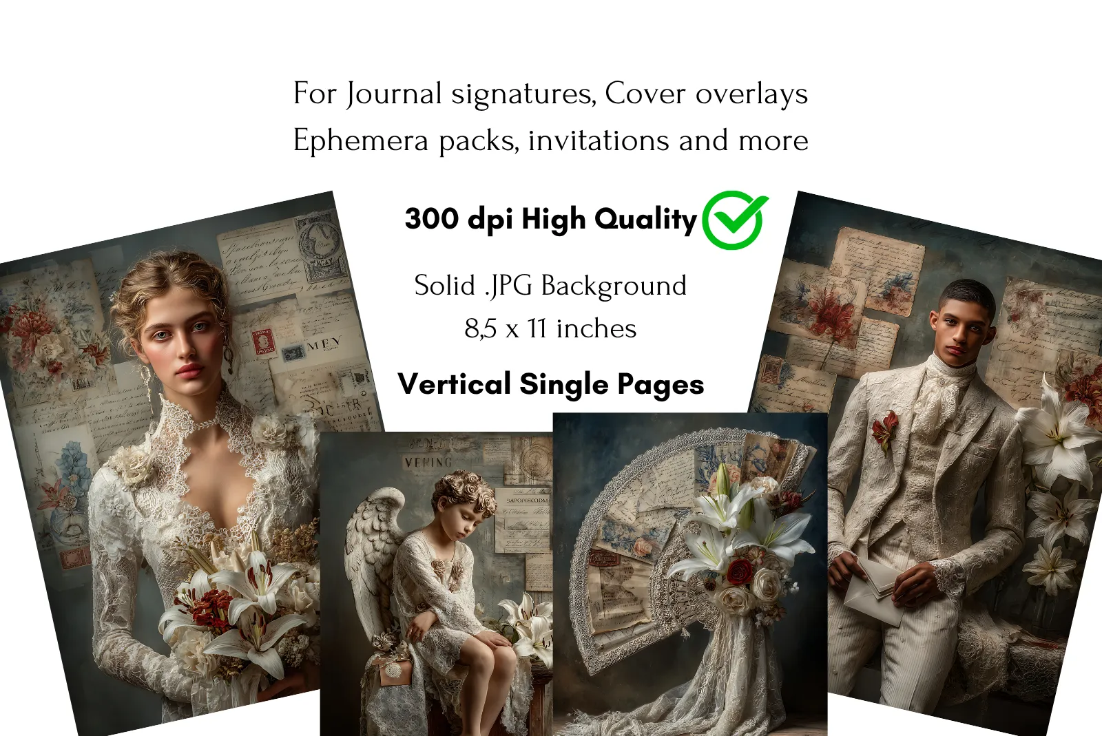 Wedding Lilies Junk Journal Ephemera Pages Bundle for Scrapbooking - Image 9