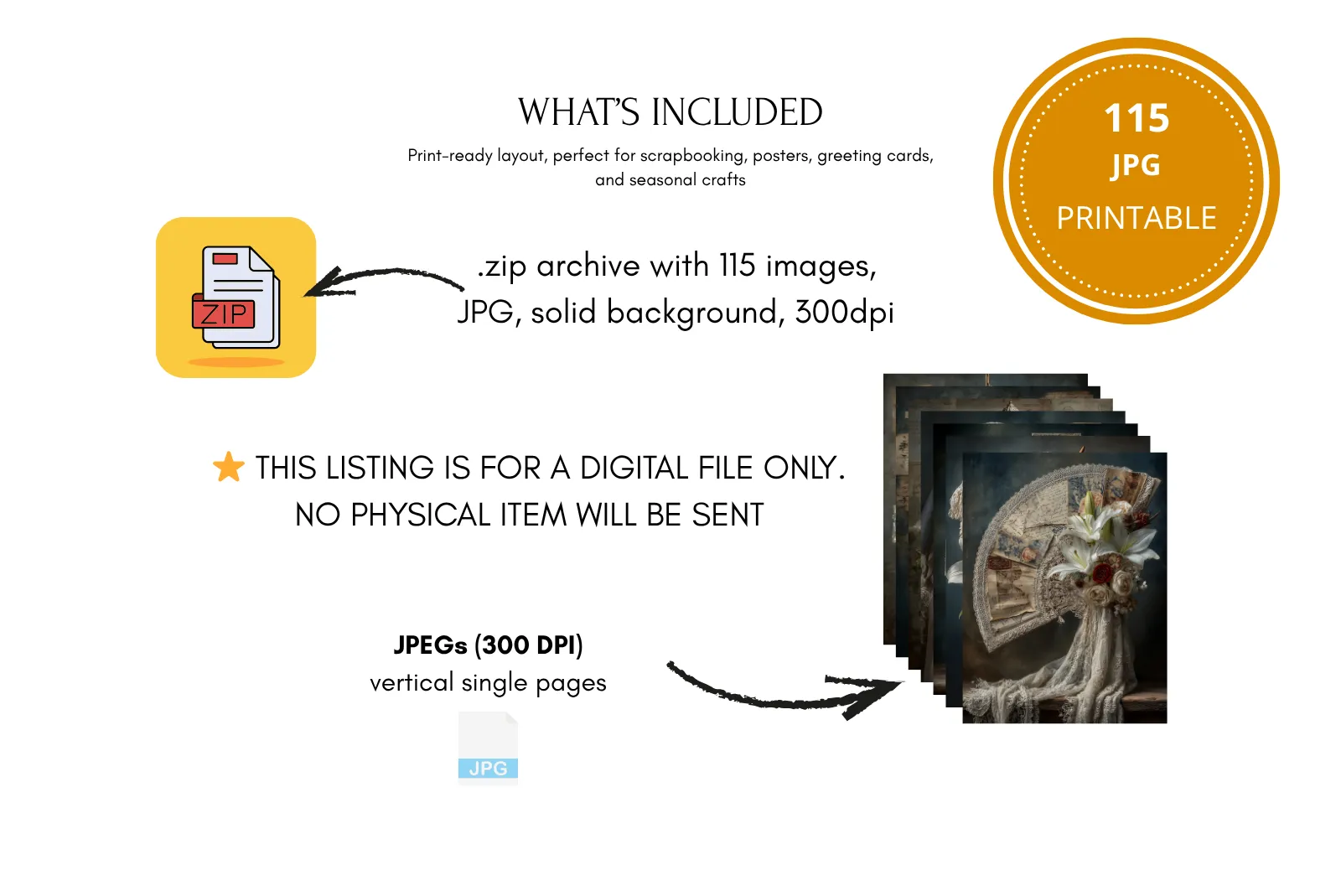 Wedding Lilies Junk Journal Ephemera Pages Bundle for Scrapbooking - Image 10