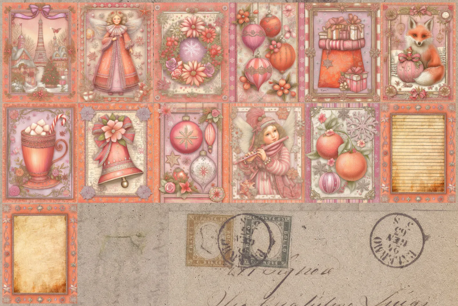 Christmas Ephemera Junk Journal Collages